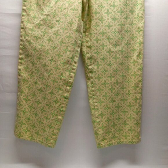 Talbots Womens Size 10 5 Pocket Yellow/Green Floral Cropped Pants Stretch EUC - Picture 3 of 8